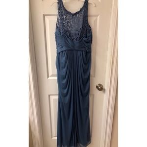 Bridesmaid Long Steel Blue Dress